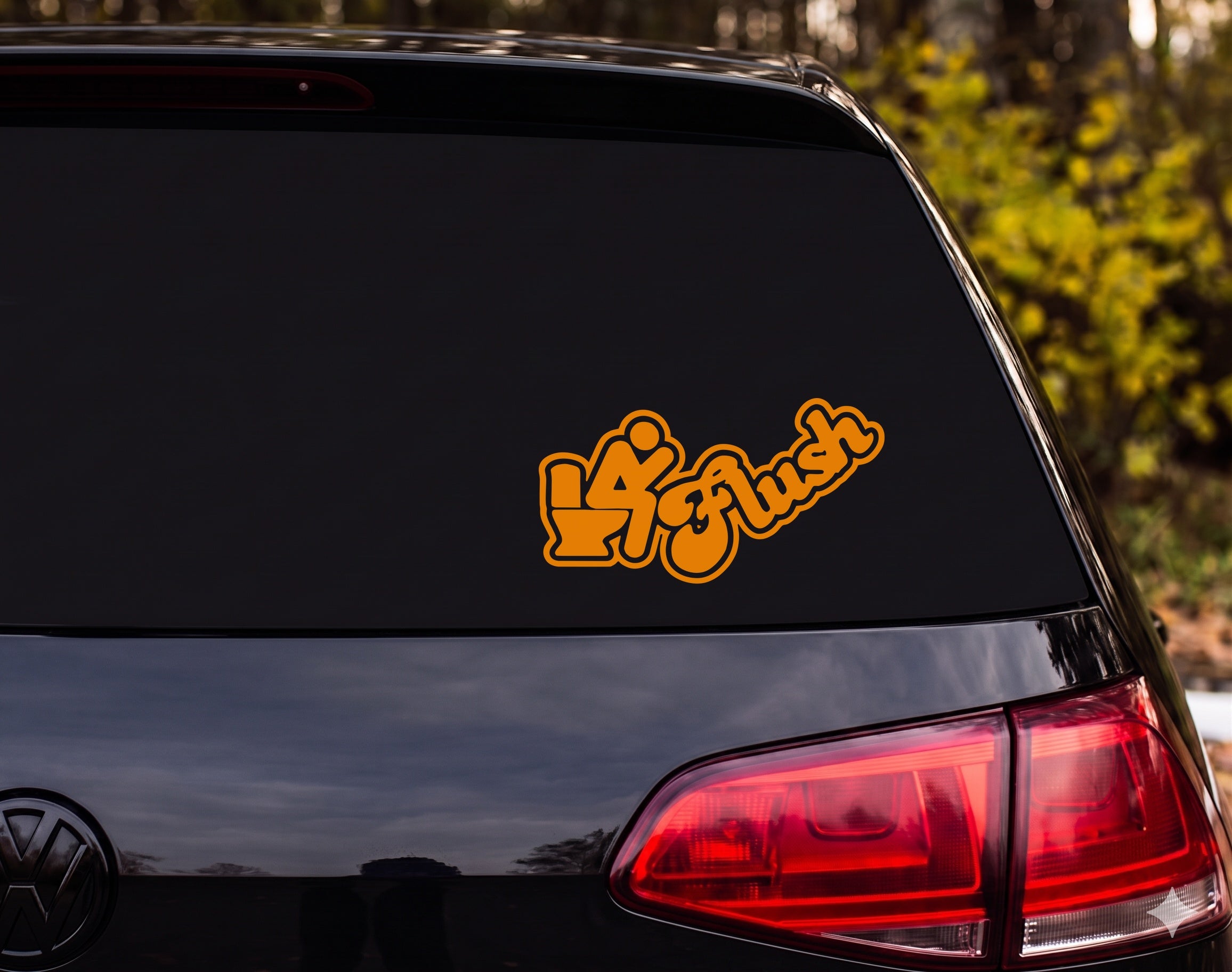 4 Flush Stick Figure Toilet Silhouette Graffiti Vinyl Decal Sticker - Orange
