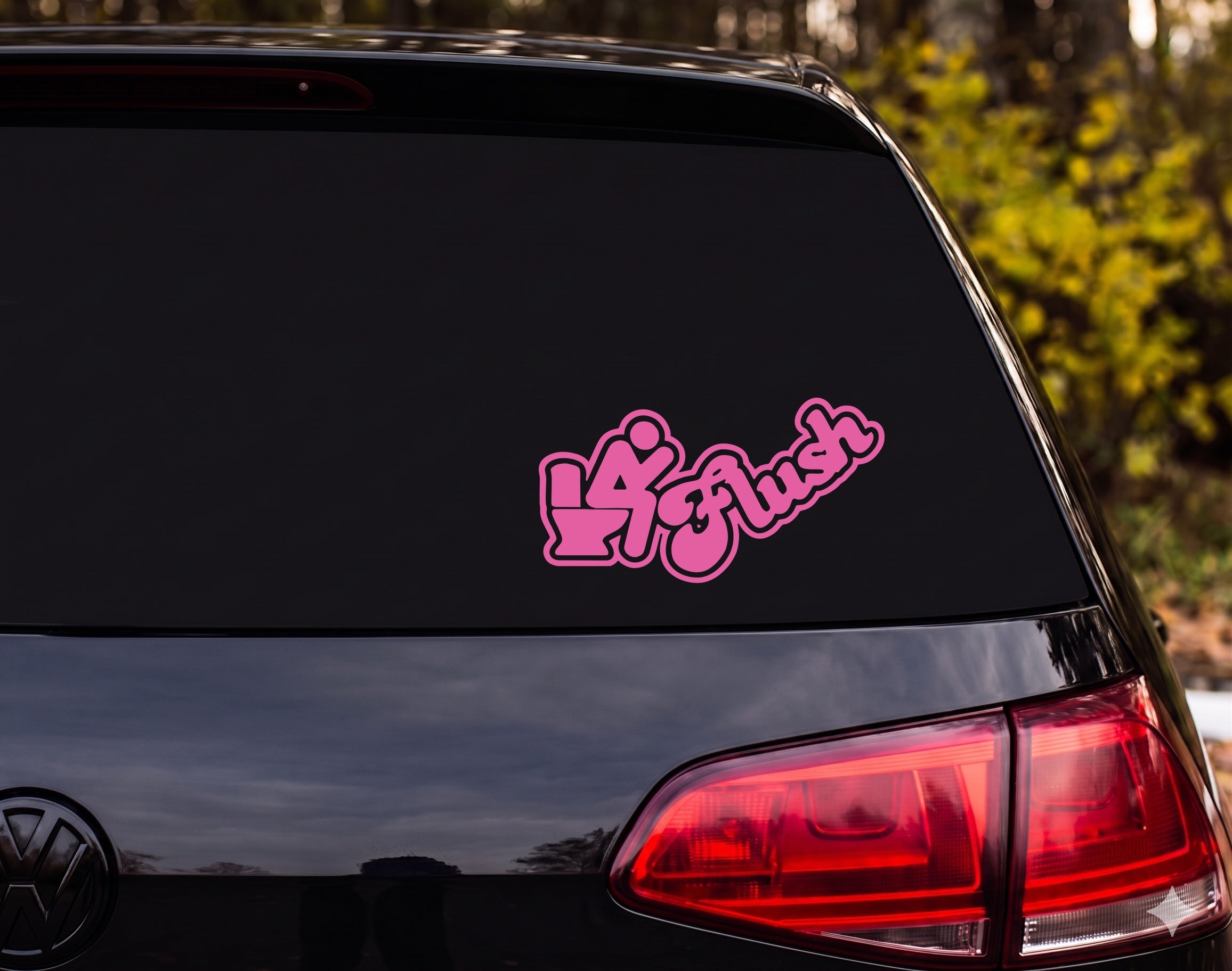 4 Flush Stick Figure Toilet Silhouette Graffiti Vinyl Decal Sticker - Pink