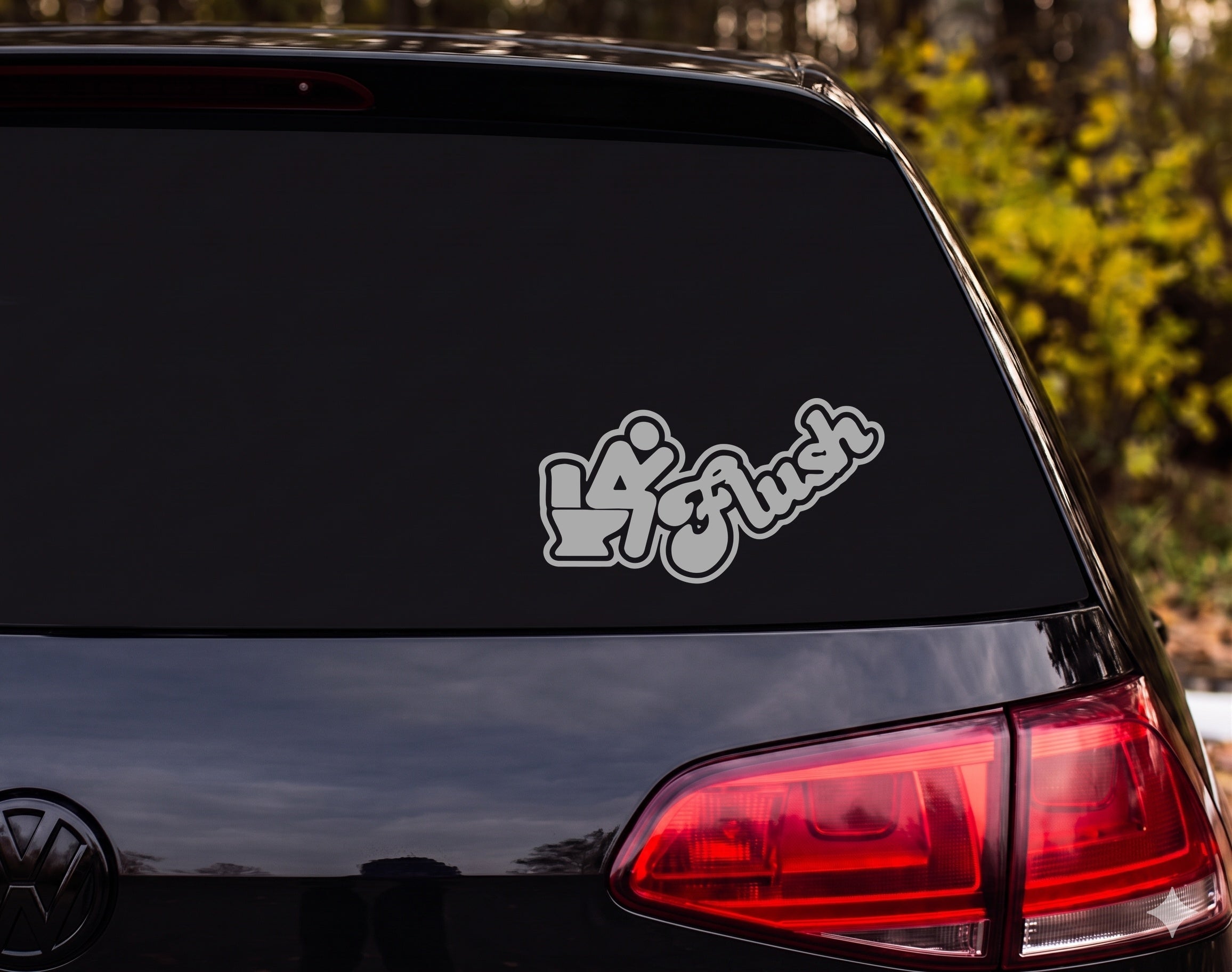4 Flush Stick Figure Toilet Silhouette Graffiti Vinyl Decal Sticker - Silver