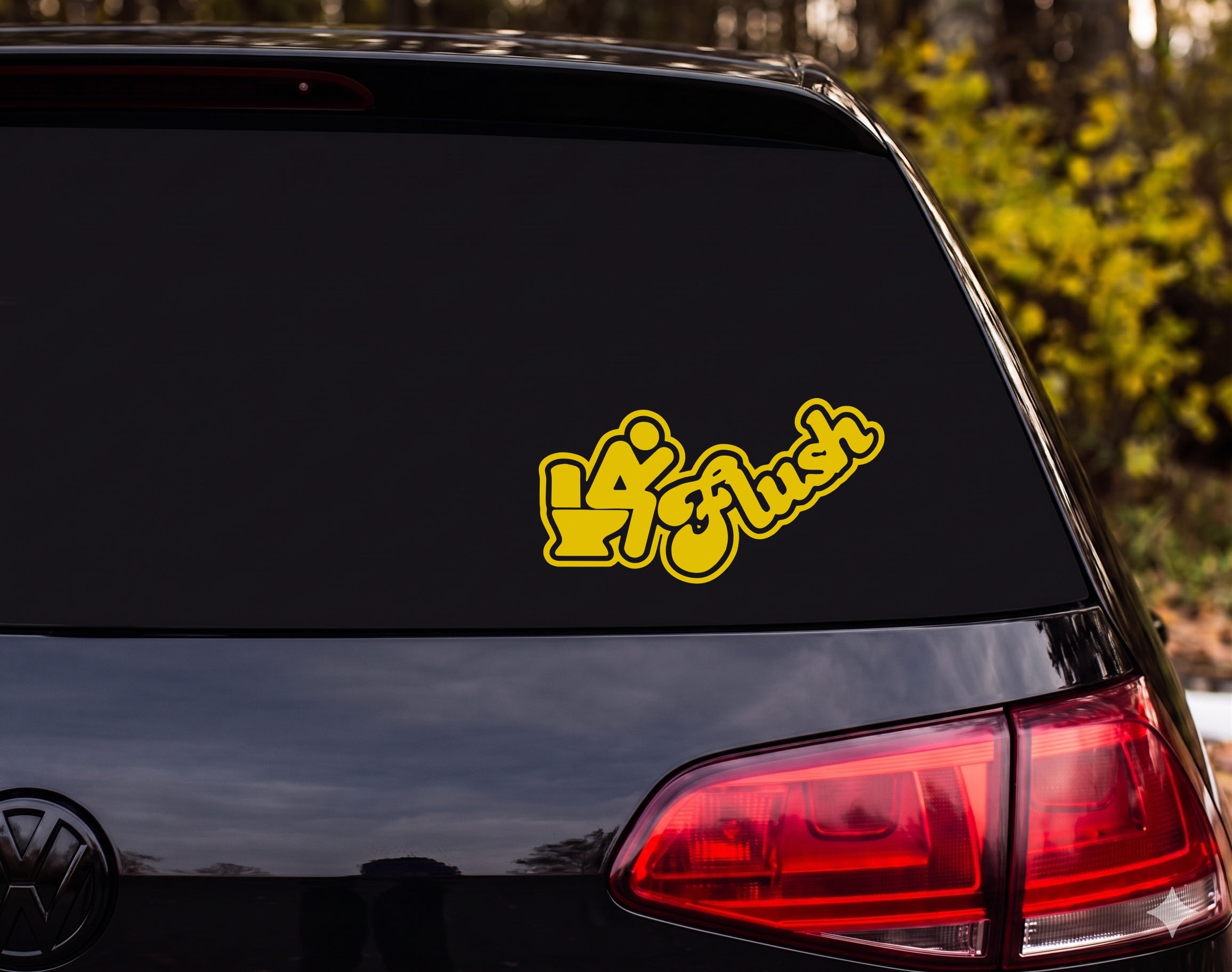 4 Flush Stick Figure Toilet Silhouette Graffiti Vinyl Decal Sticker - Yellow