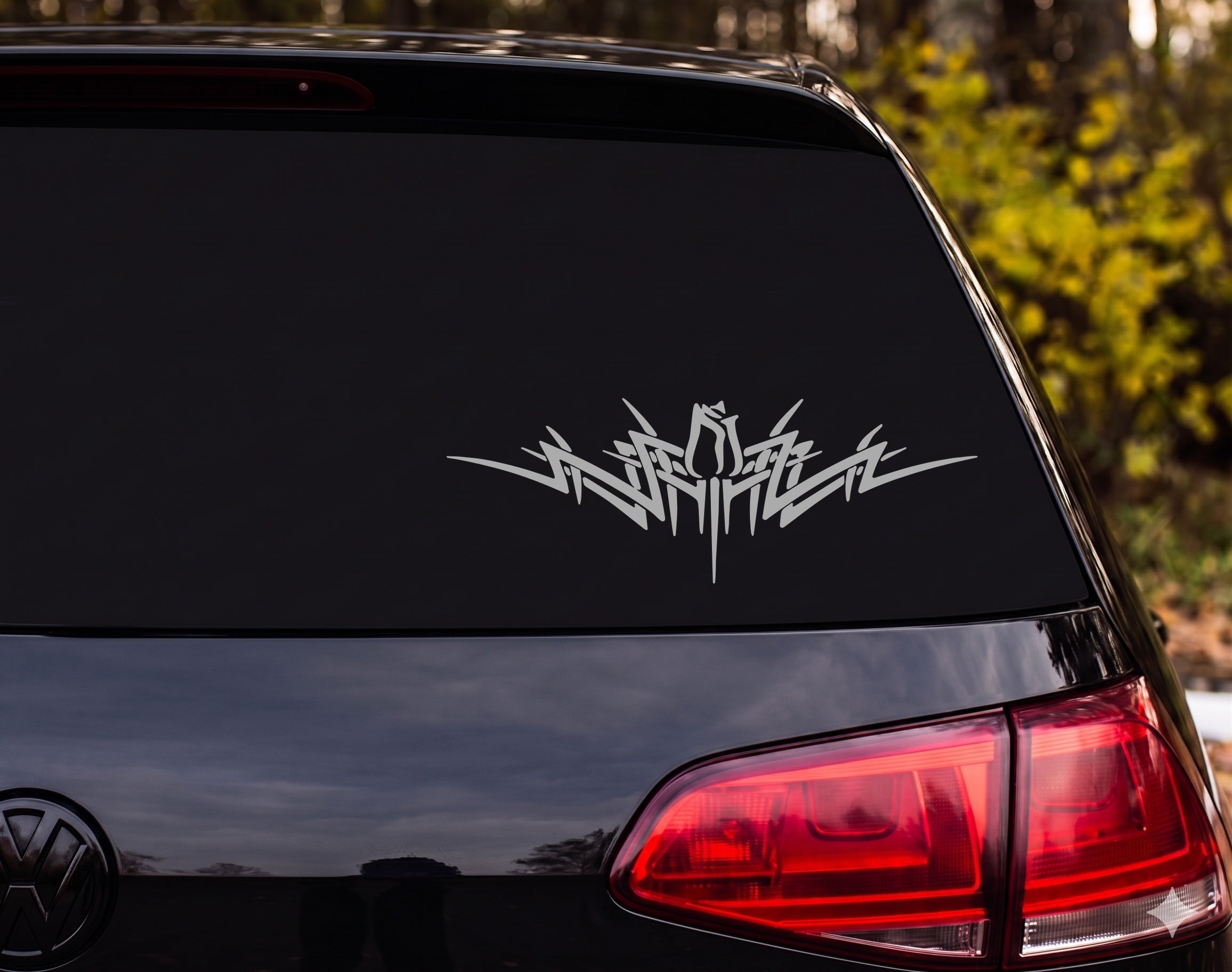 Tribal Rose Bud Geometric Wing Silhouette Black Vinyl Decal Sticker Car - Silver