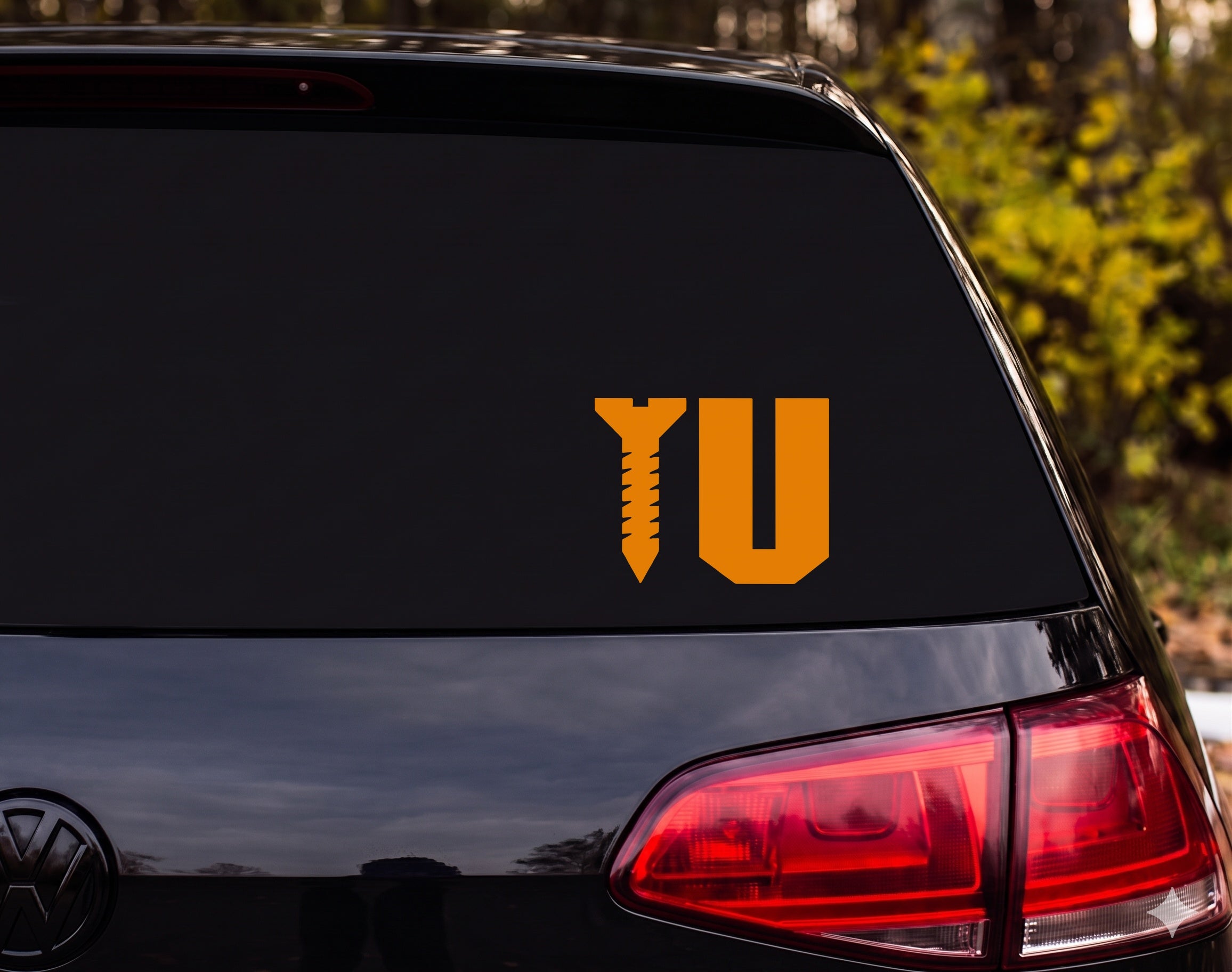 Screw U Rebus Funny Rude Silhouette Vinyl Decal Sticker Car Window Laptop - Orange