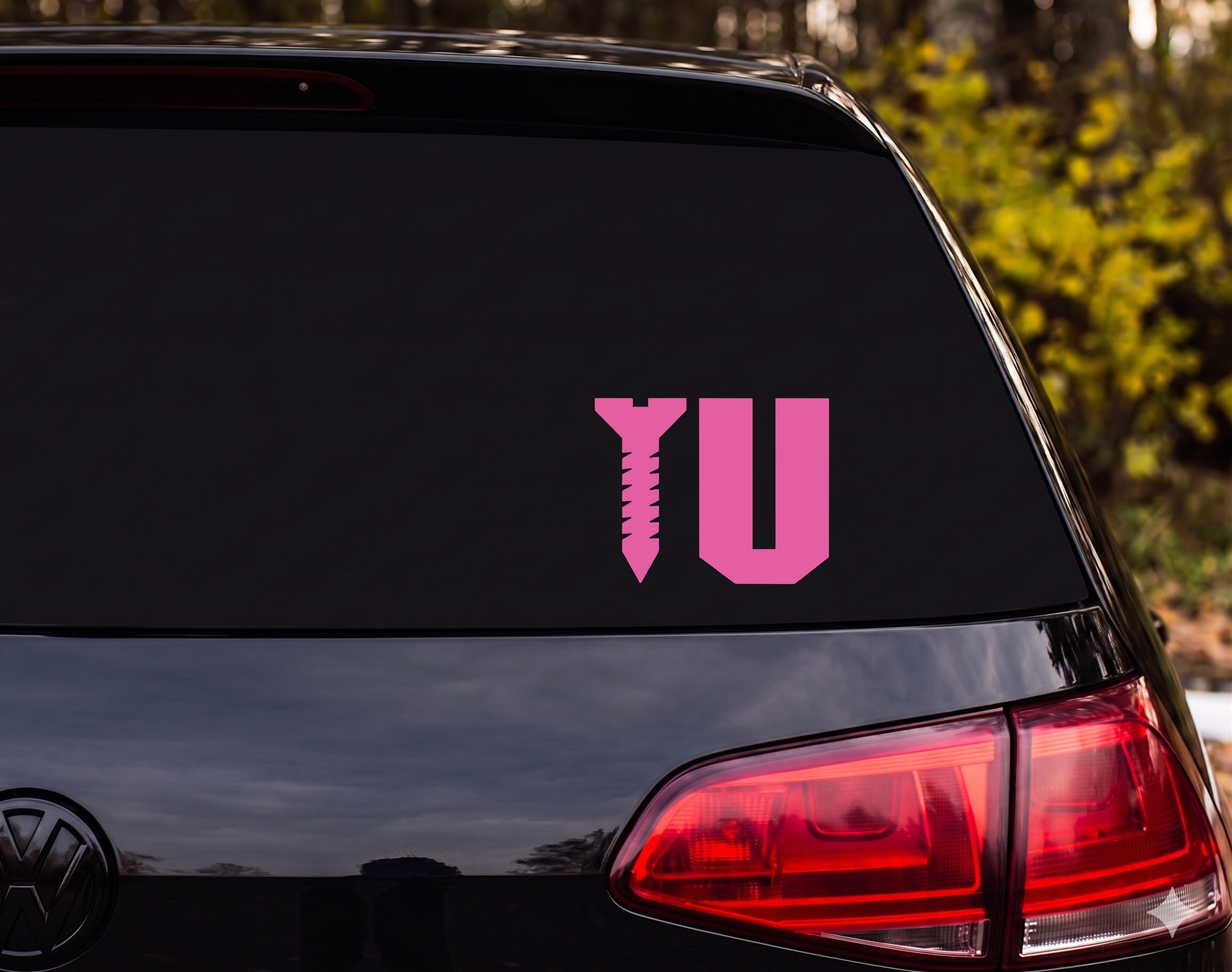 Screw U Rebus Funny Rude Silhouette Vinyl Decal Sticker Car Window Laptop - Pink