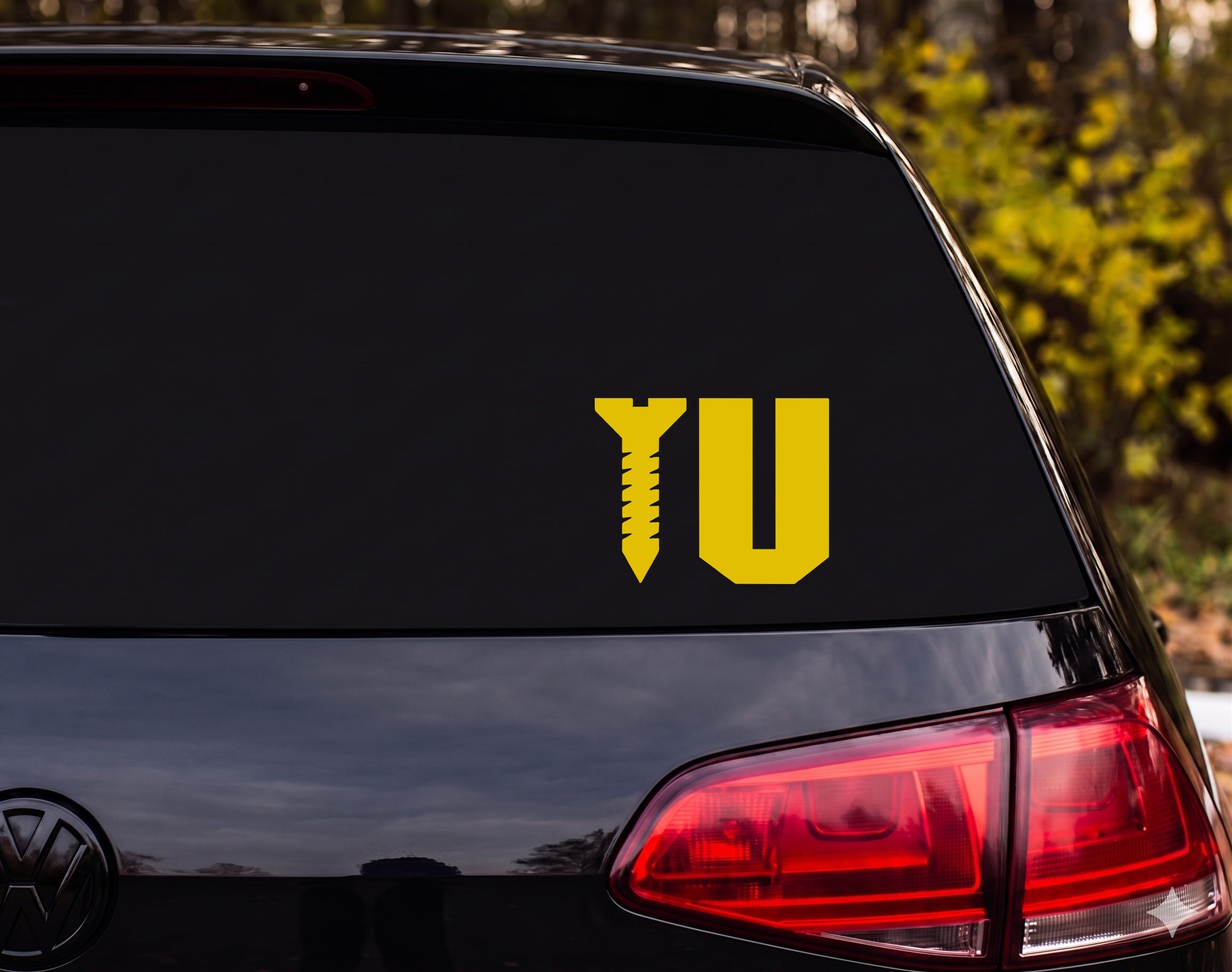 Screw U Rebus Funny Rude Silhouette Vinyl Decal Sticker Car Window Laptop - Yellow