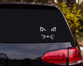 Cat Face Silhouette Pointed Ears Heart Nose Whiskers Vinyl Decal Sticker - White