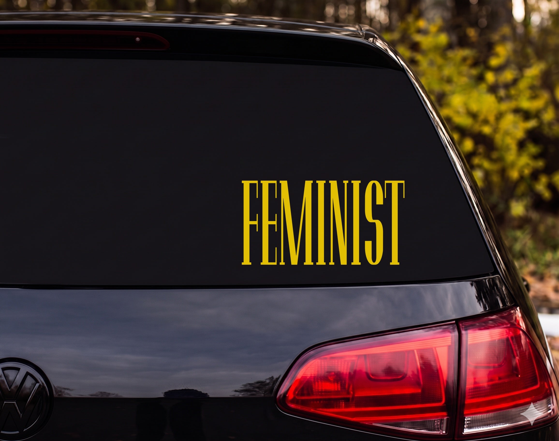 FEMINIST Word Vinyl Decal Sticker Car Window Laptop Bumper - Yellow