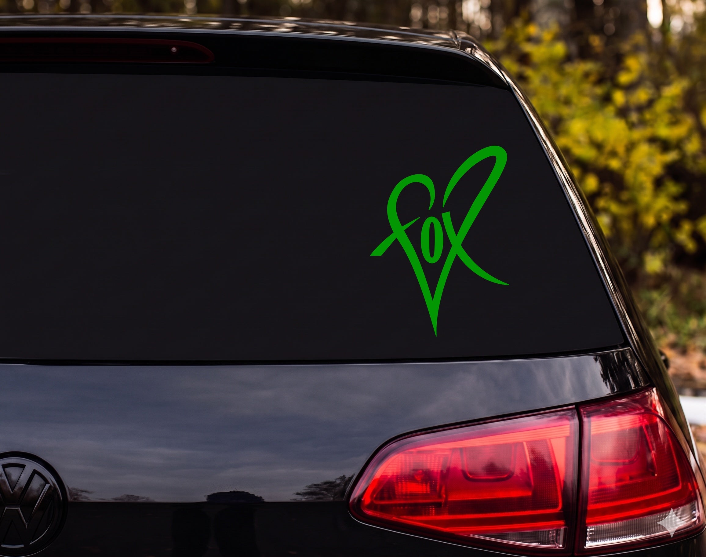 Fox Heart Word Art Silhouette Vinyl Decal Sticker Car Window Laptop - Green