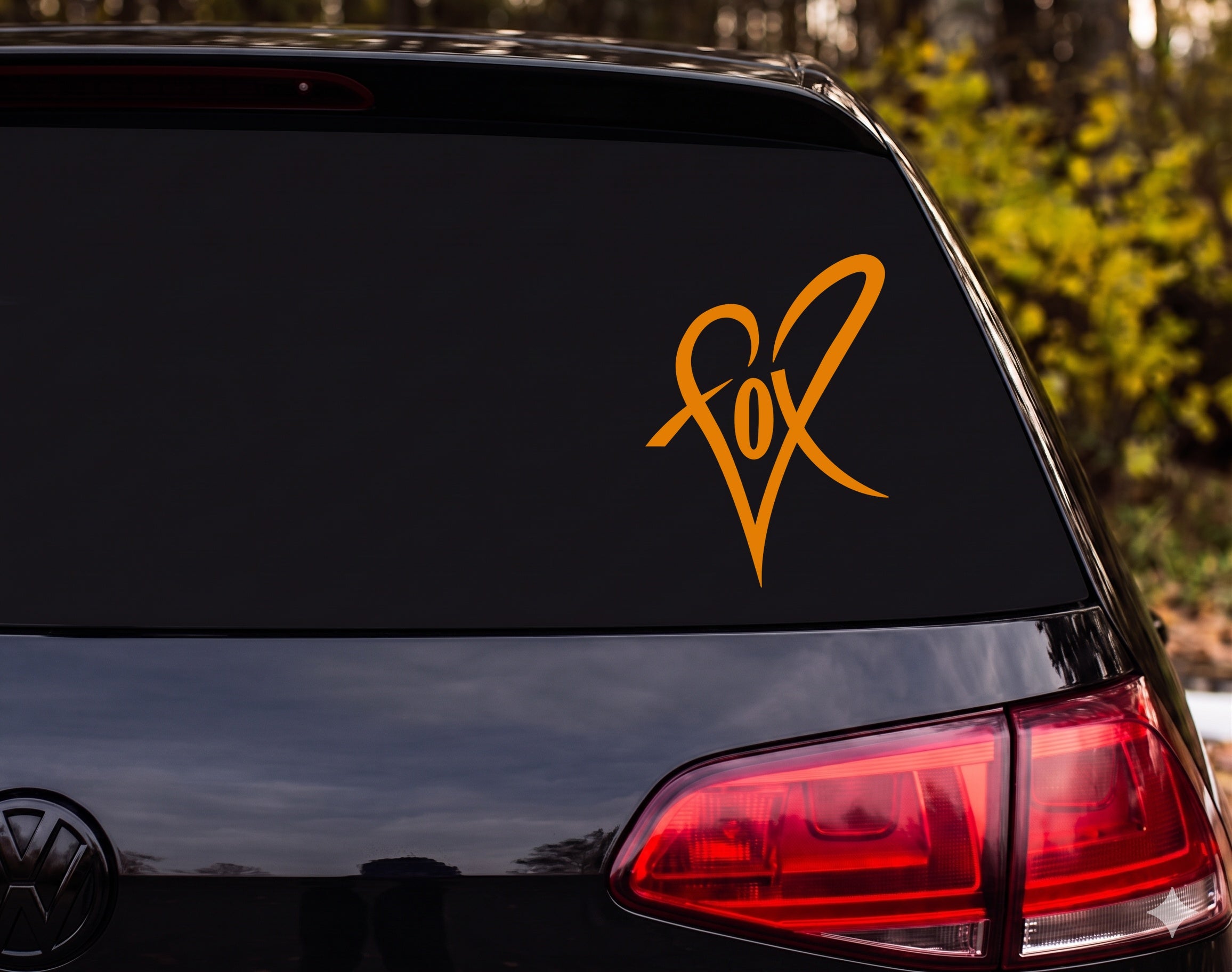 Fox Heart Word Art Silhouette Vinyl Decal Sticker Car Window Laptop - Orange