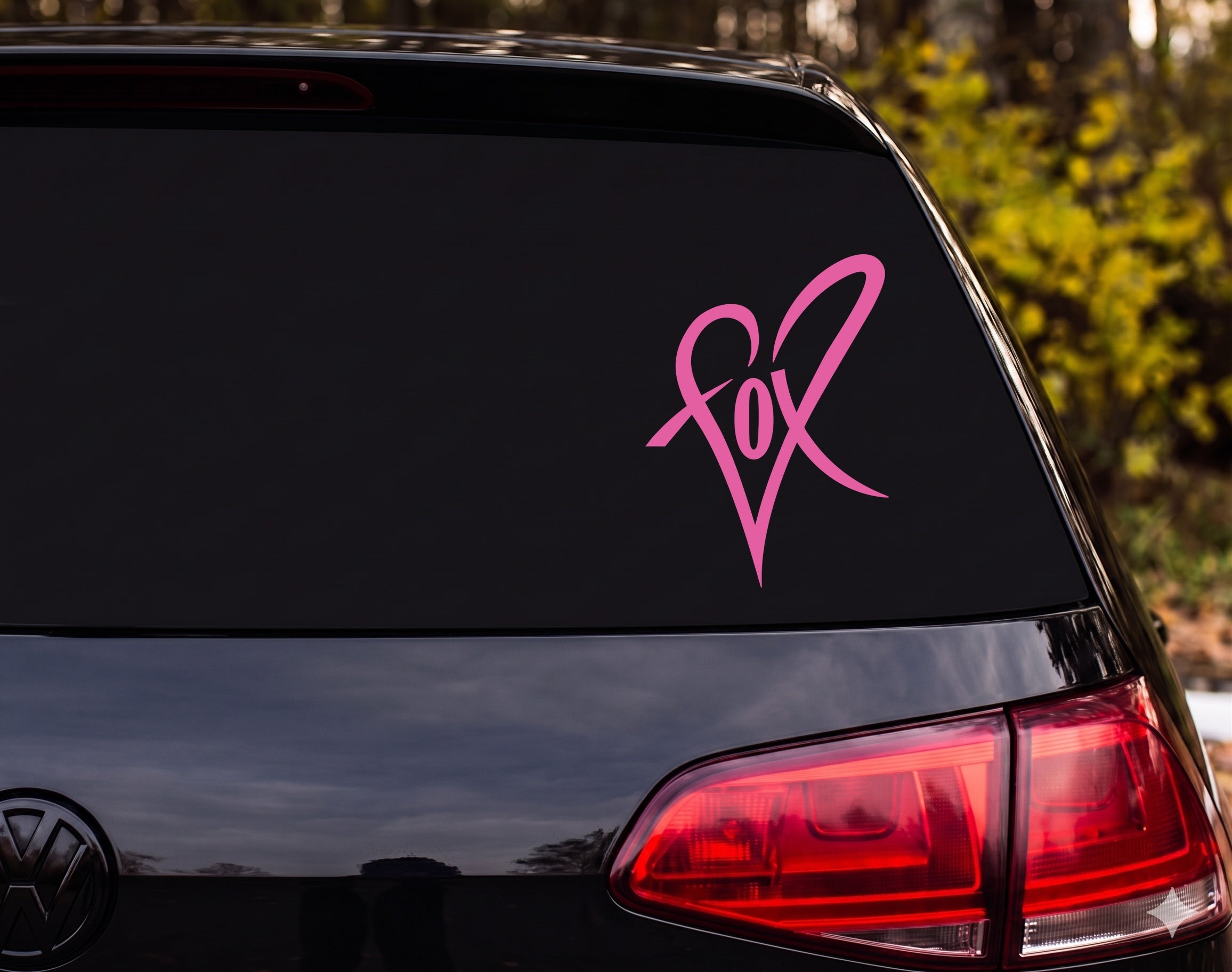Fox Heart Word Art Silhouette Vinyl Decal Sticker Car Window Laptop - Pink