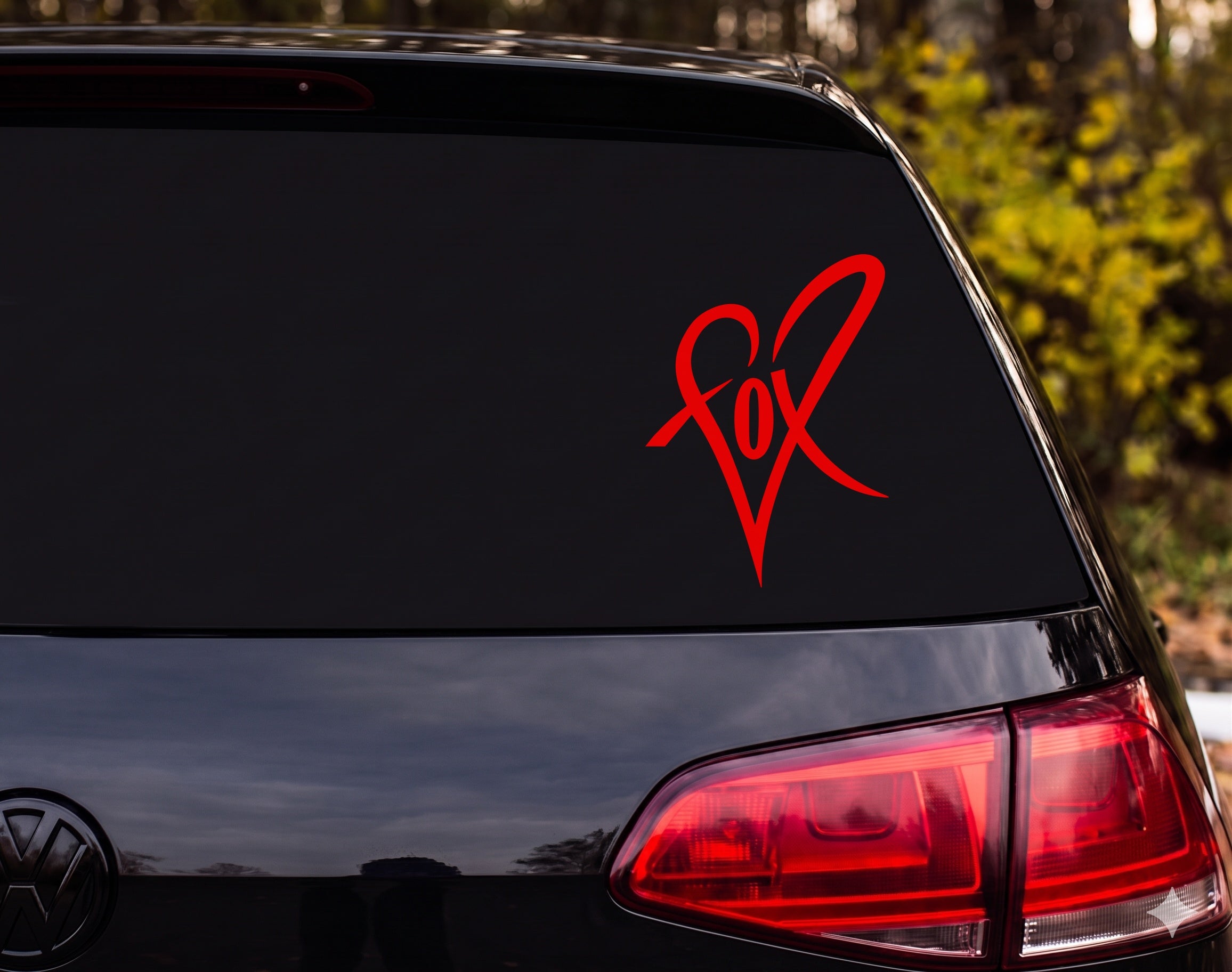 Fox Heart Word Art Silhouette Vinyl Decal Sticker Car Window Laptop - Red