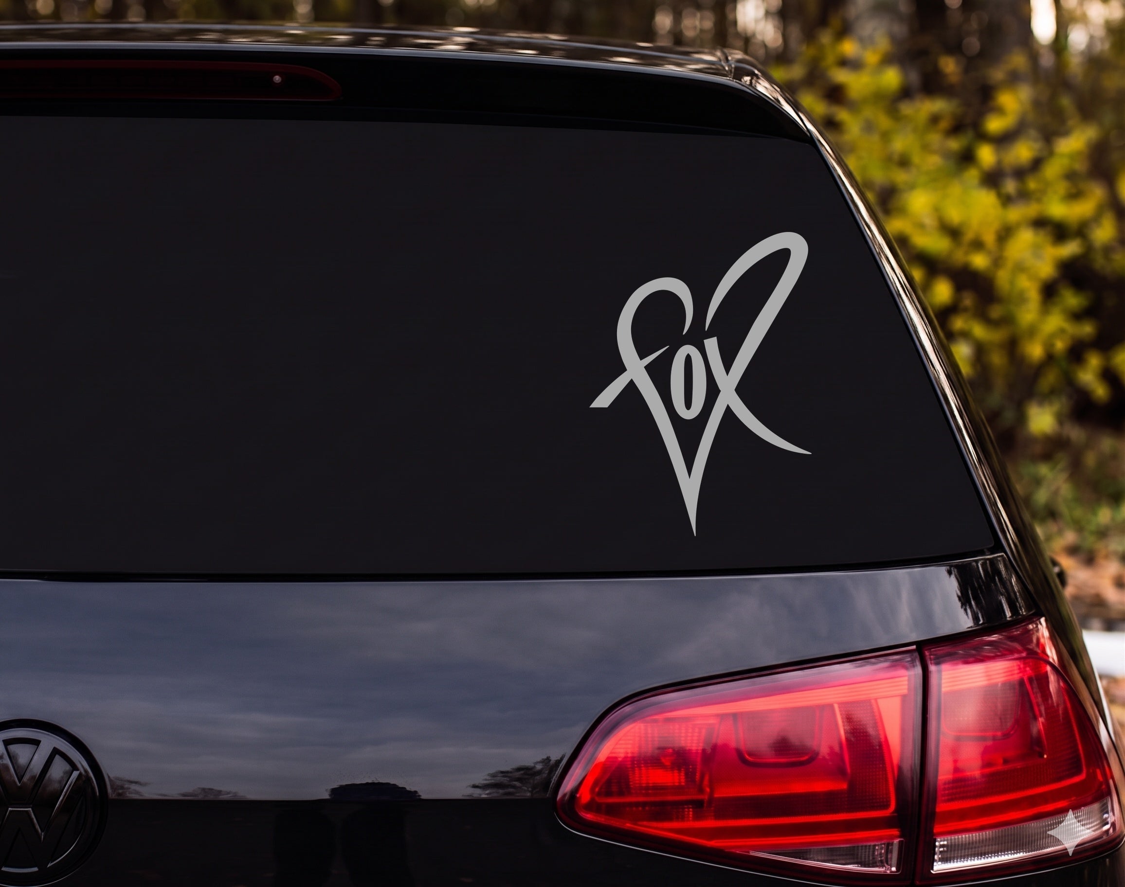 Fox Heart Word Art Silhouette Vinyl Decal Sticker Car Window Laptop - Silver