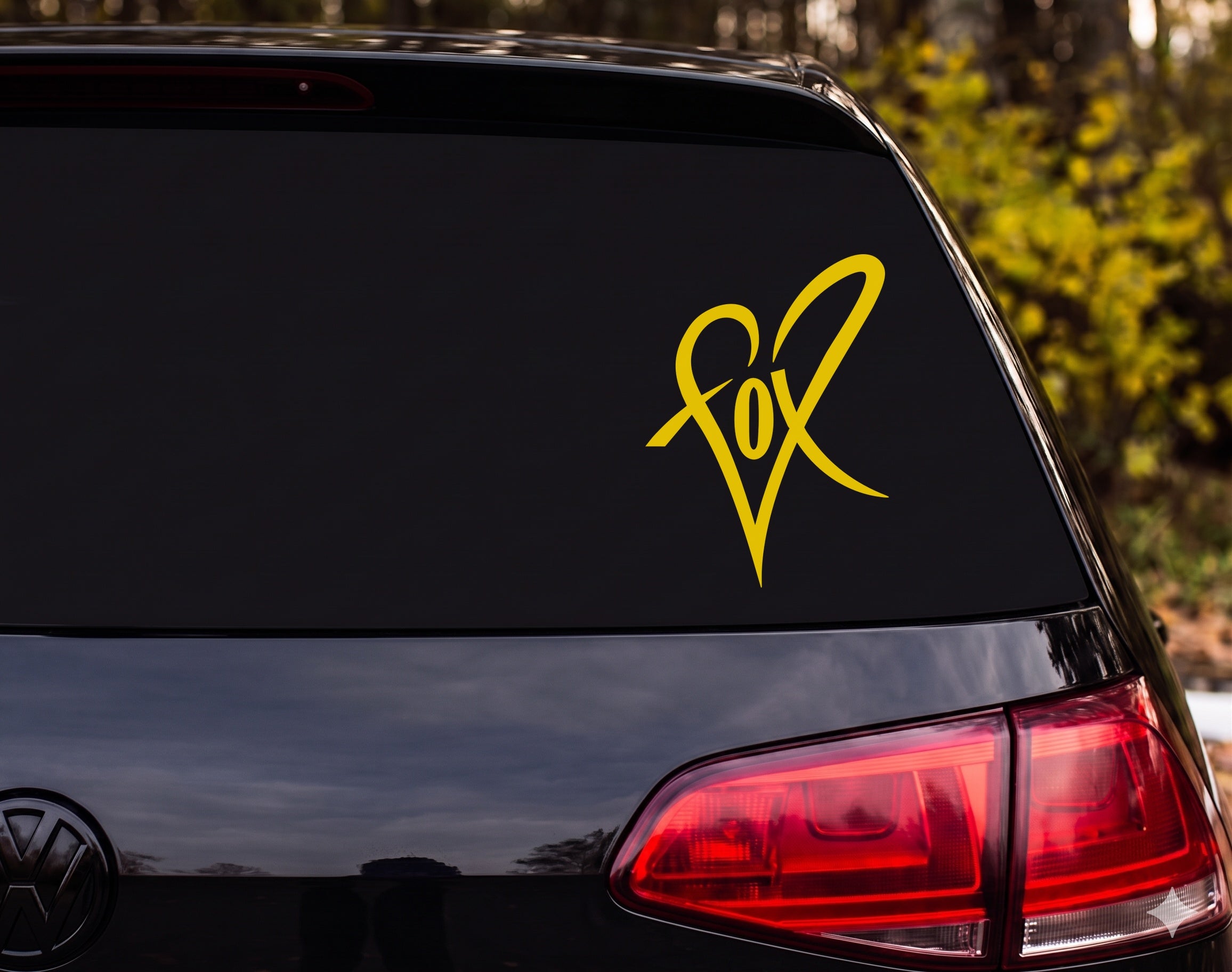 Fox Heart Word Art Silhouette Vinyl Decal Sticker Car Window Laptop - Yellow